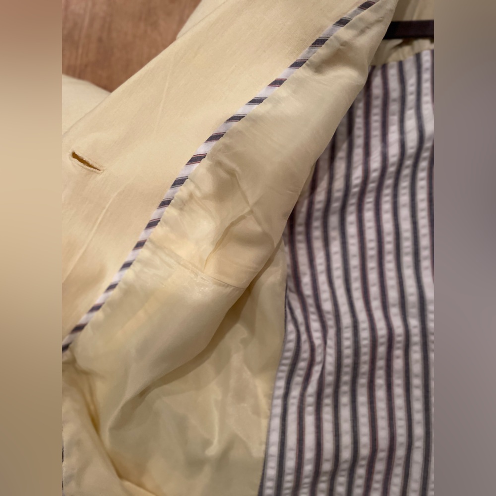 NWOT Harve Benard butter yellow lined Linen Cotton blazer preppy business 12T - Picture 5 of 11